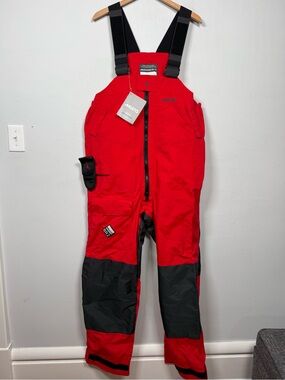 NWT Musto BR2 Offshore Sailing Trousers Red Bibs Size L Waterproof Pants